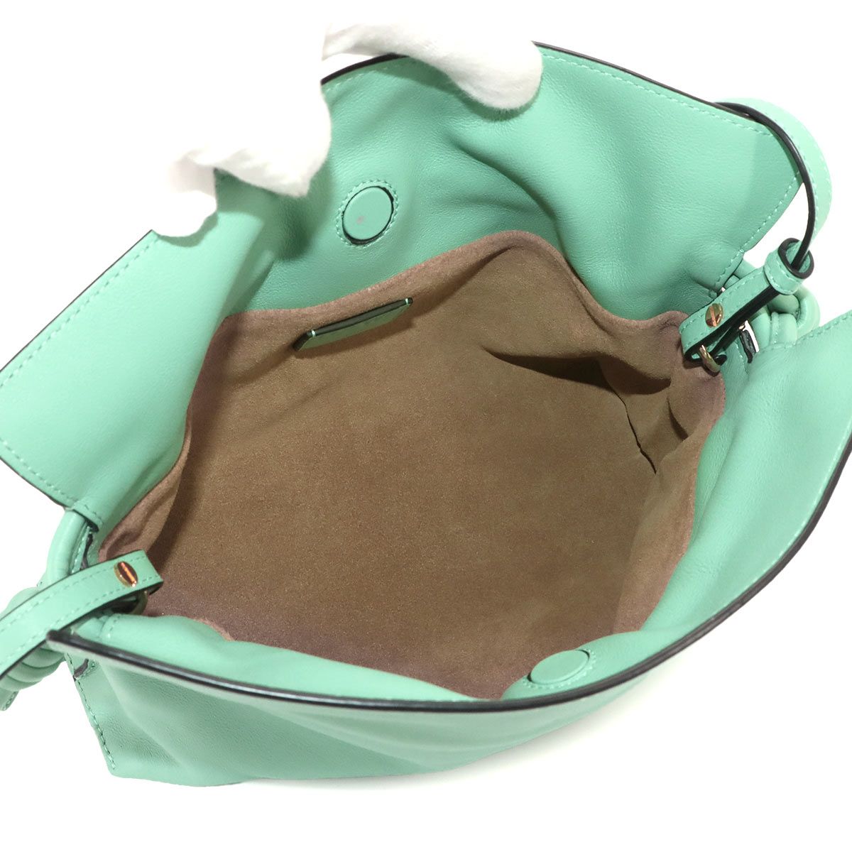 Loewe Flamenco Clutch Mini Shoulder Bag Leather Green Gold — view 6