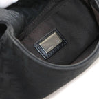 Fendi Zucchino Shoulder Bag Canvas Leather Black Gunmetal — view 8