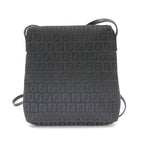 Fendi Zucchino Shoulder Bag Canvas Leather Black Gunmetal — view 3