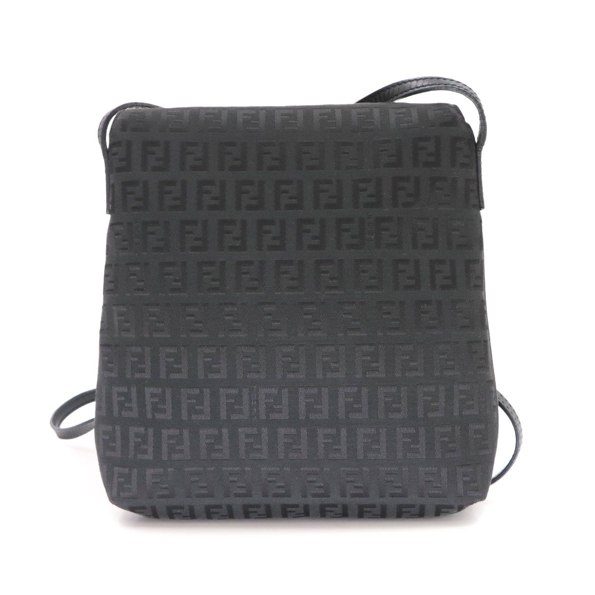 Fendi Zucchino Shoulder Bag Canvas Leather Black Gunmetal — view 3