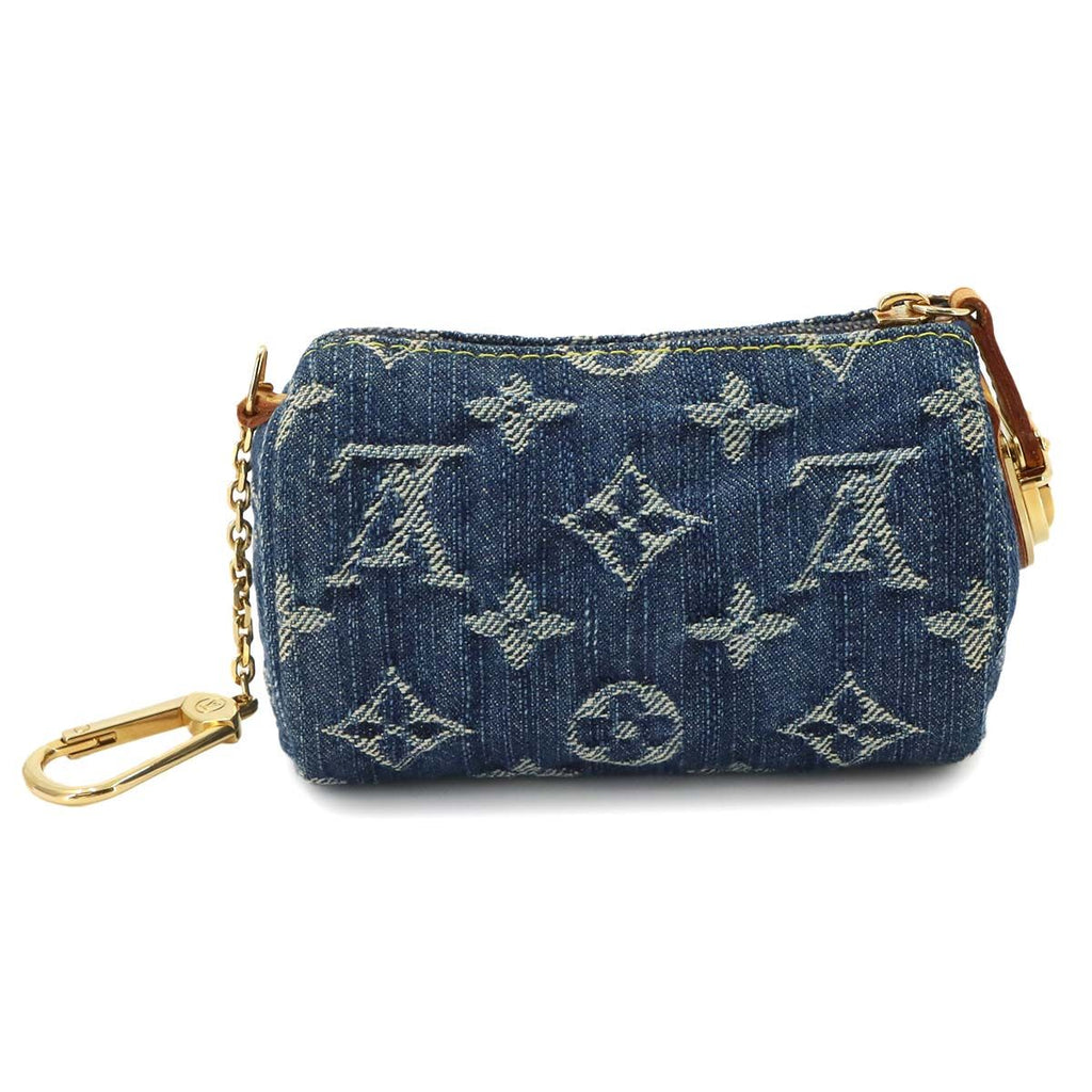 Louis Vuitton Monogram Denim Trousse Speedy PM Pouch Blue Gold — view 2