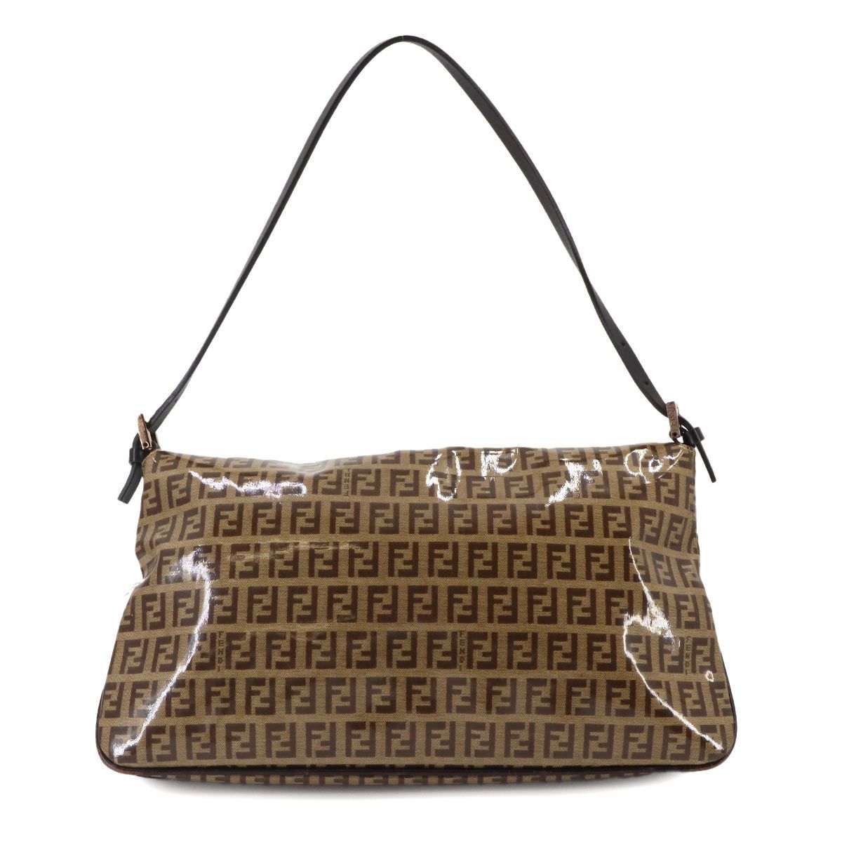 Fendi Zucchino Patent Shoulder Bag Leather Beige Blanc — view 2