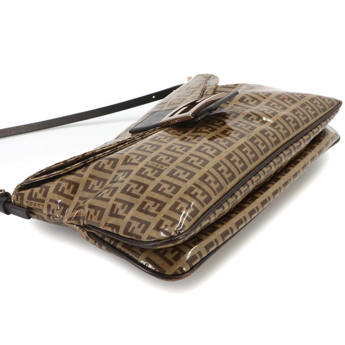 Fendi Zucchino Patent Shoulder Bag Leather Beige Blanc — view 4