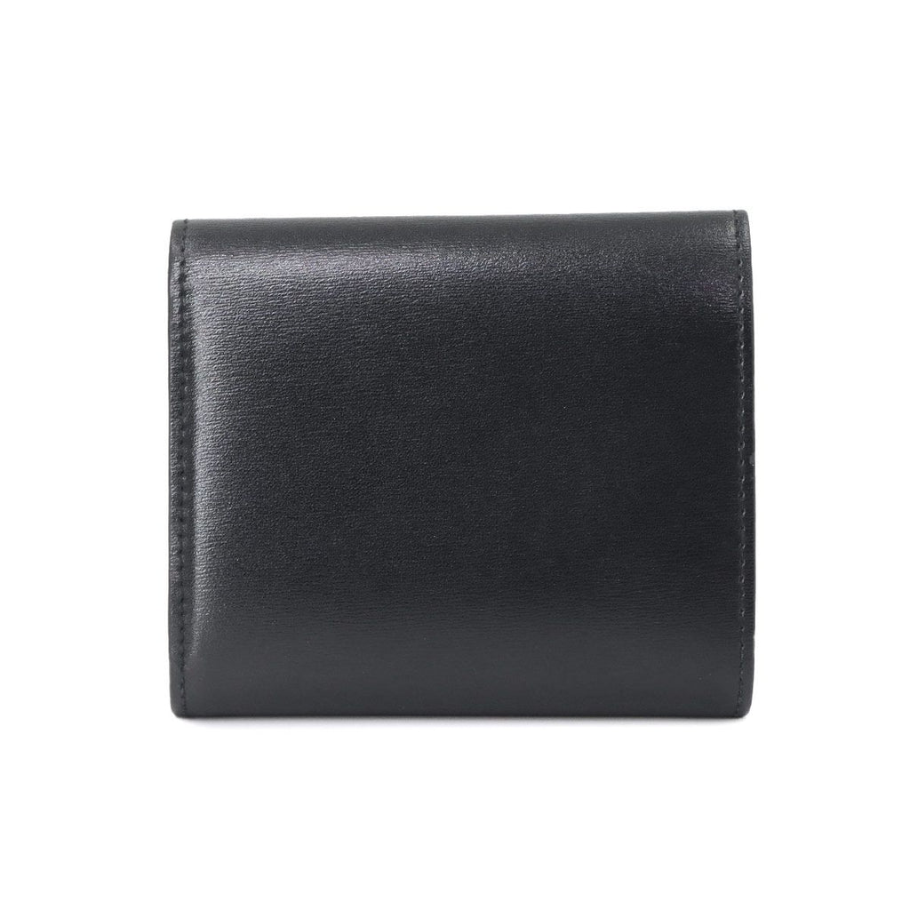 Celine Triomphe Compact Wallet Trifold Leather Black Gold — view 2