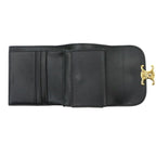 Celine Triomphe Compact Wallet Trifold Leather Black Gold — view 5