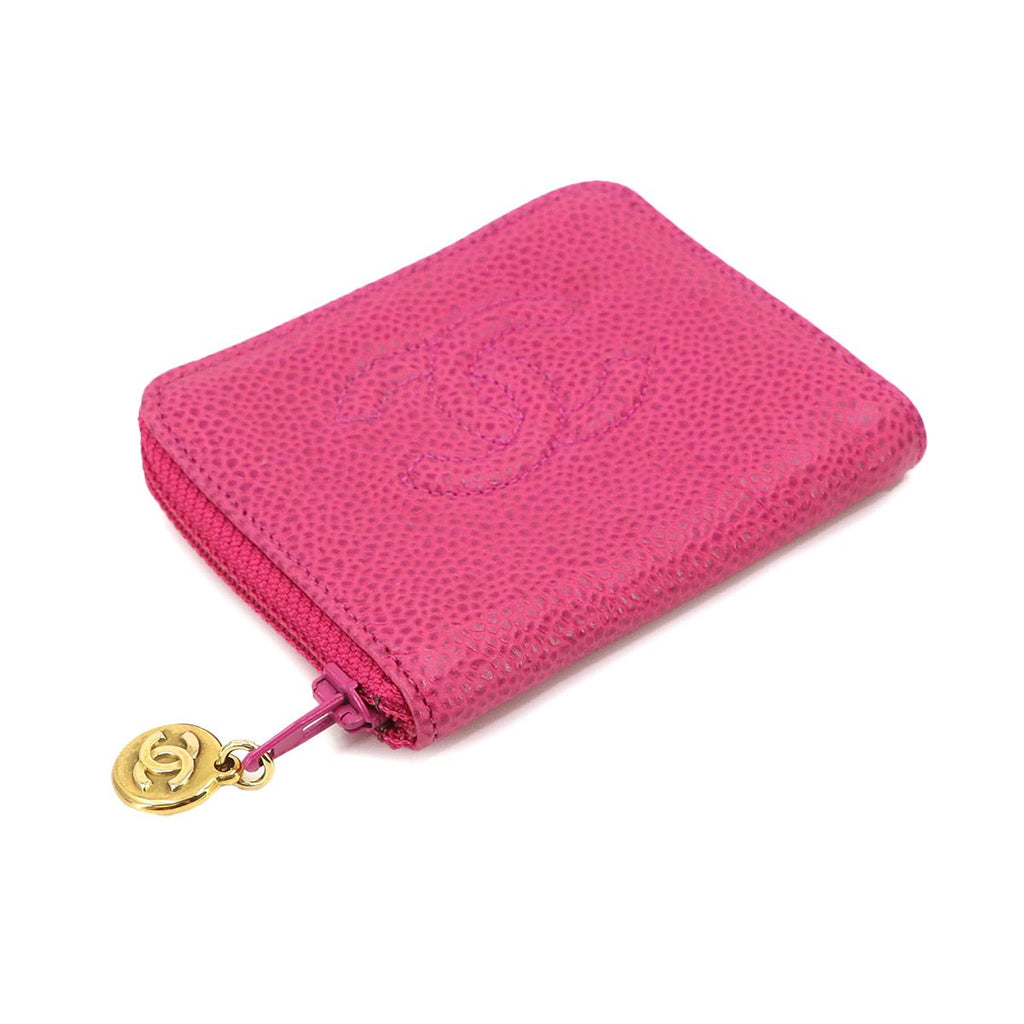 Chanel Caviar Leather Coin Purse Pink CC Logo Gold — view 4