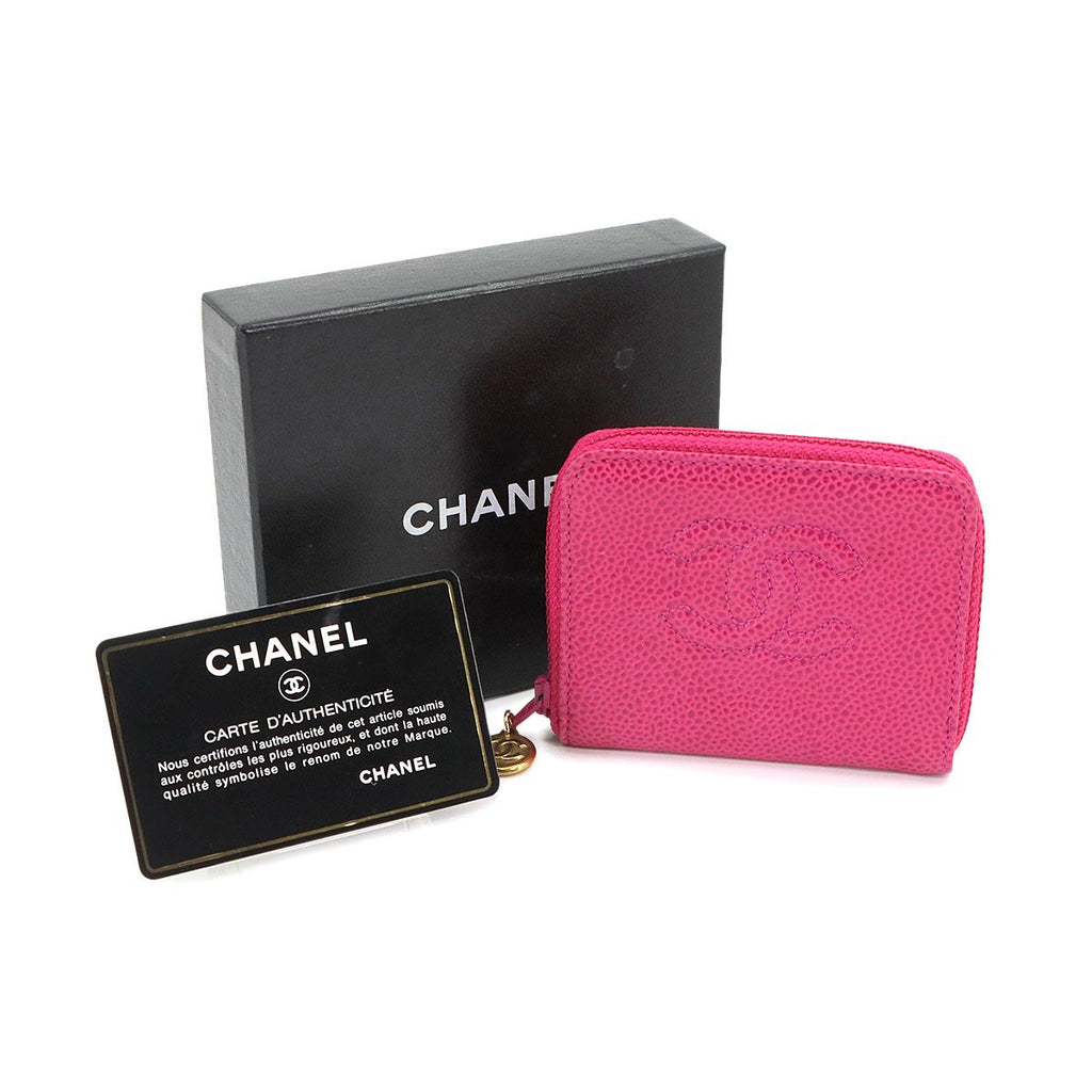 Chanel Caviar Leather Coin Purse Pink CC Logo Gold — view 2
