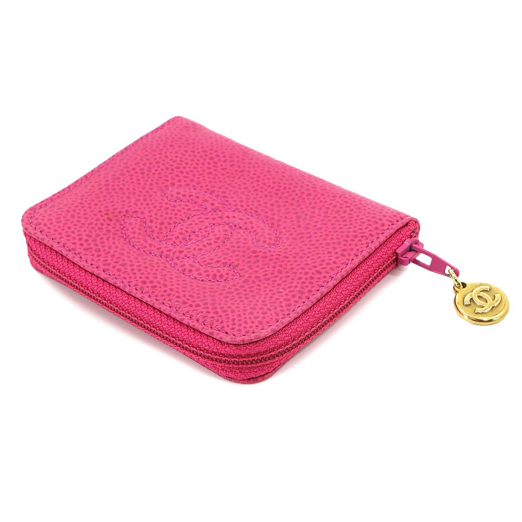 Chanel Caviar Leather Coin Purse Pink CC Logo Gold — view 5