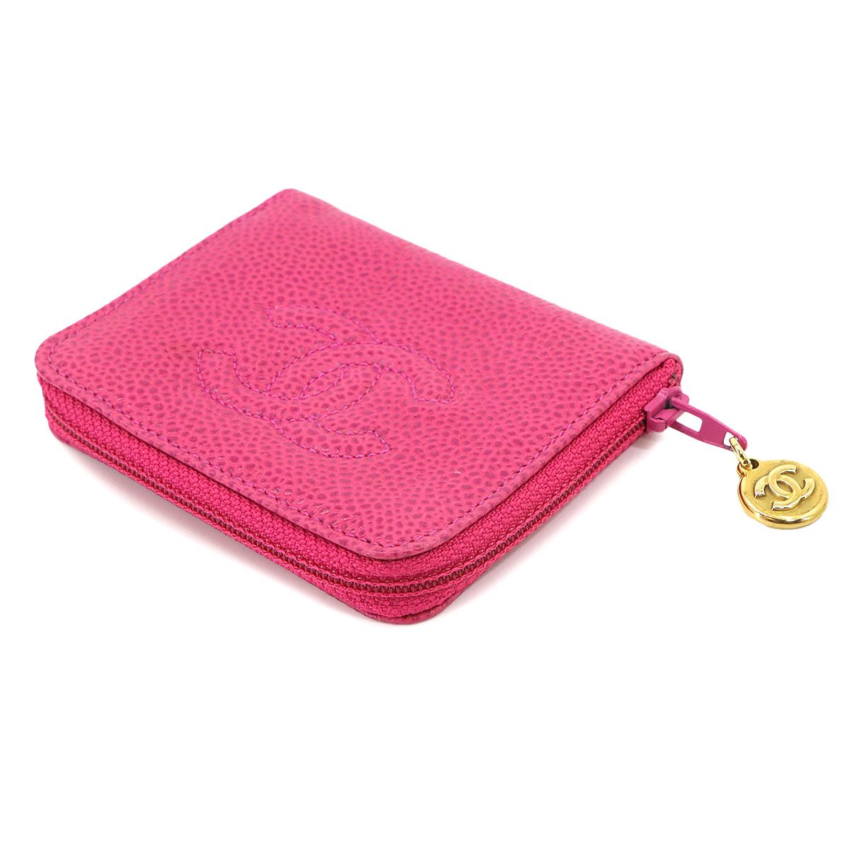 Chanel Caviar Leather Coin Purse Pink CC Logo Gold — view 5