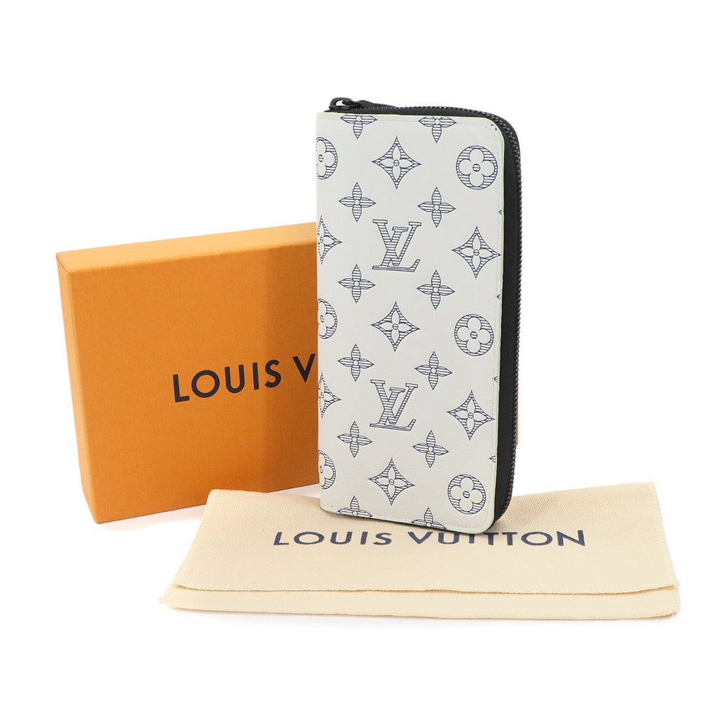 Louis Vuitton Monogram Shadow Zippy Wallet Vertical Leather White — view 2
