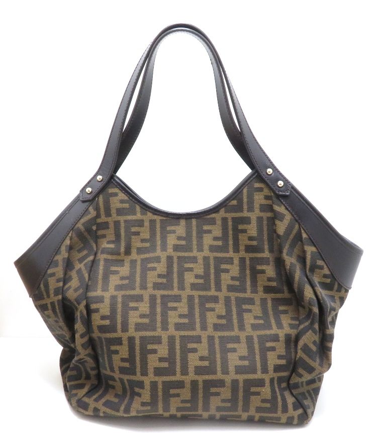 Fendi Zucca Tote Bag Canvas Dark Brown — view 3