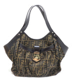 Fendi Zucca Tote Bag Canvas Dark Brown