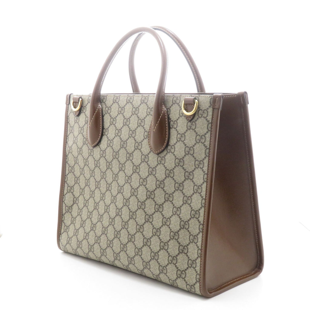 Gucci GG Supreme 2-Way Tote Bag Beige Brown Canvas — view 2