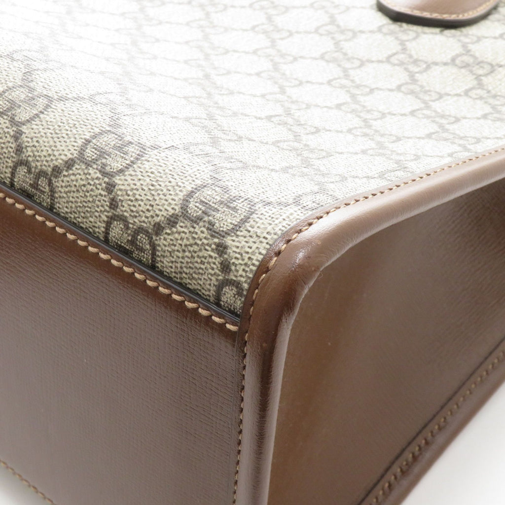 Gucci GG Supreme 2-Way Tote Bag Beige Brown Canvas — view 5