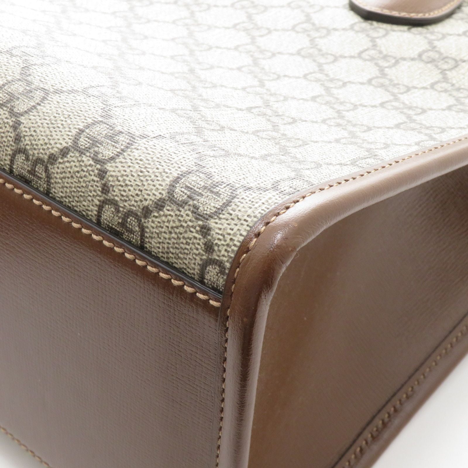 Gucci GG Supreme 2-Way Tote Bag Beige Brown Canvas — view 5