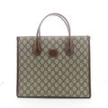 Gucci GG Supreme 2-Way Tote Bag Beige Brown Canvas