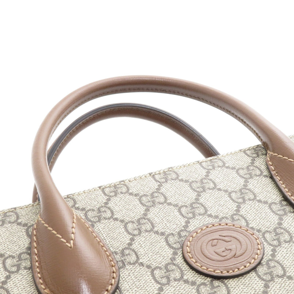 Gucci GG Supreme 2-Way Tote Bag Beige Brown Canvas — view 3