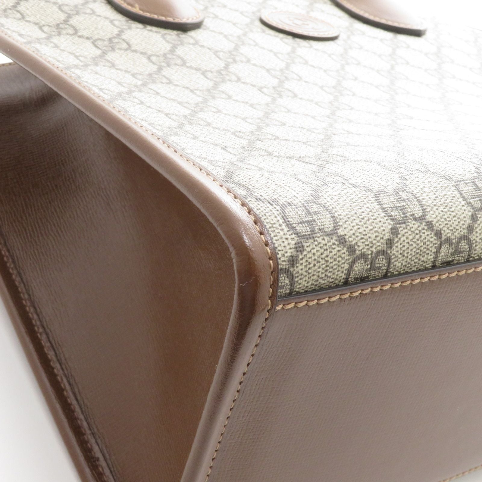 Gucci GG Supreme 2-Way Tote Bag Beige Brown Canvas — view 6