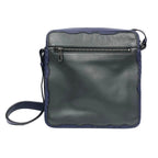 Bottega Veneta Intrecciato Trim Leather Shoulder Bag Crossbody Navy Gray Braided