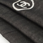 Chanel CC Logo Shawl Black White Scarf — view 6