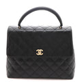 Chanel Quilted Handle Handbag Caviar Leather Black