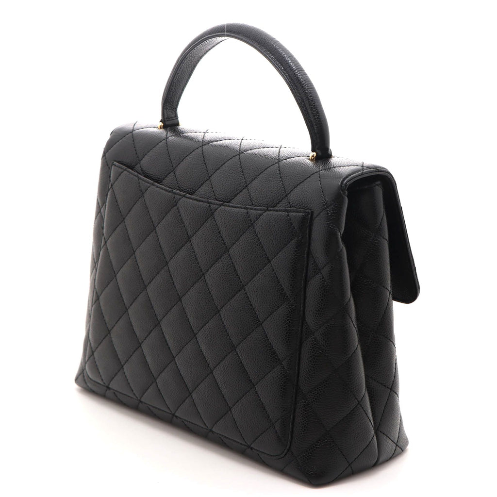 Chanel Quilted Handle Handbag Caviar Leather Black — view 2