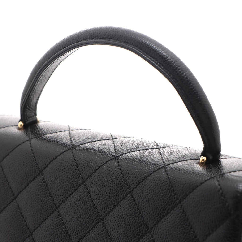 Chanel Quilted Handle Handbag Caviar Leather Black — view 4