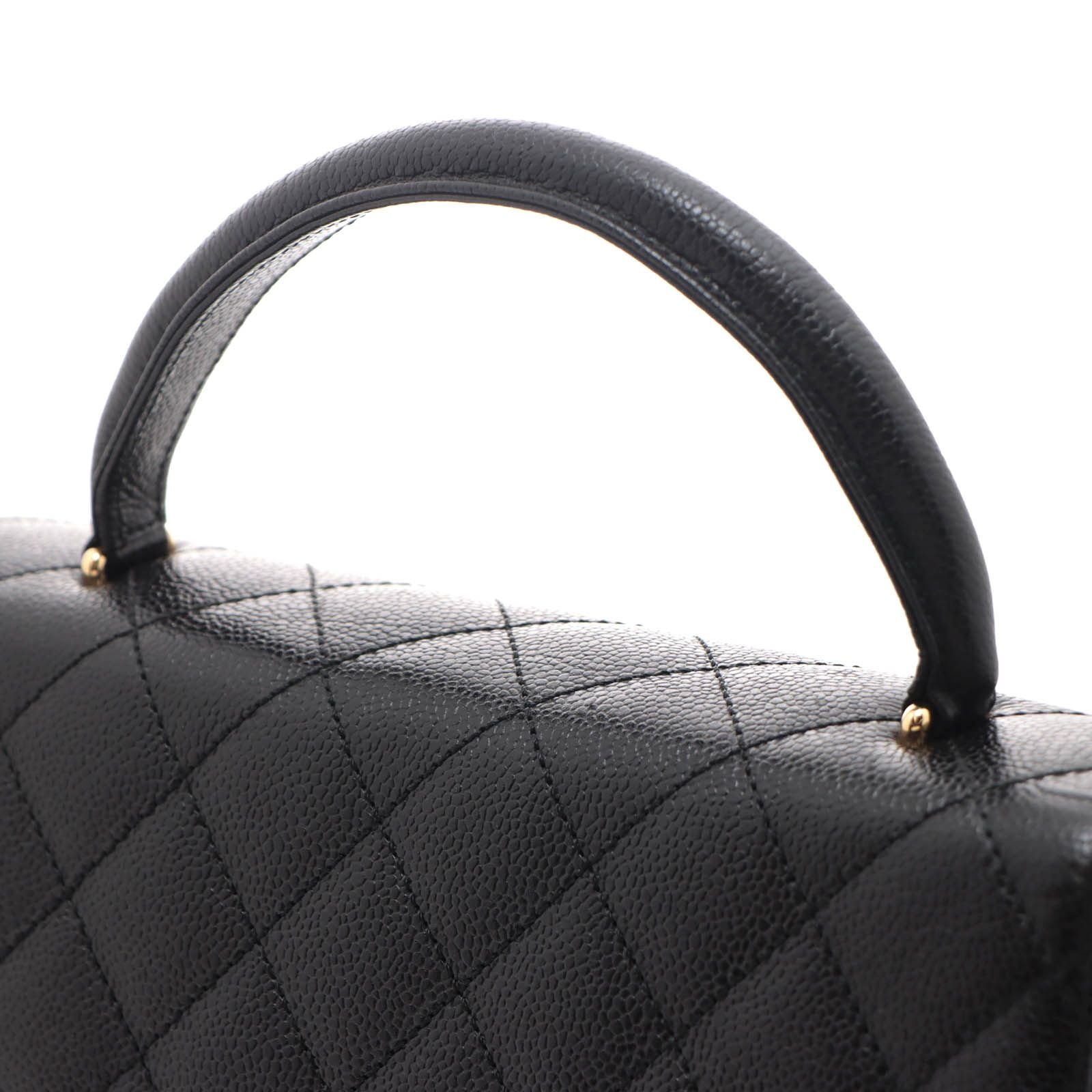 Chanel Quilted Handle Handbag Caviar Leather Black — view 4