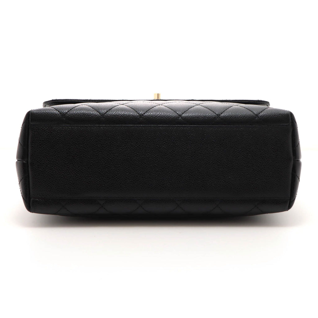 Chanel Quilted Handle Handbag Caviar Leather Black — view 3