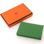 Hermes Calvi Duo Card Case Coin Purse Wallet Veau Epsom Vert Yucca — view 2