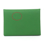 Hermes Calvi Duo Card Case Coin Purse Wallet Veau Epsom Vert Yucca — view 5