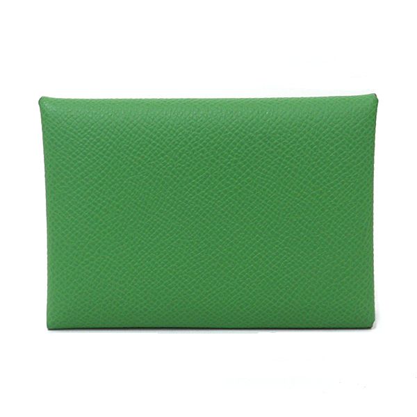 Hermes Calvi Duo Card Case Coin Purse Wallet Veau Epsom Vert Yucca