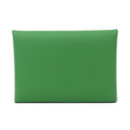 Hermes Calvi Duo Card Case Coin Purse Wallet Veau Epsom Vert Yucca
