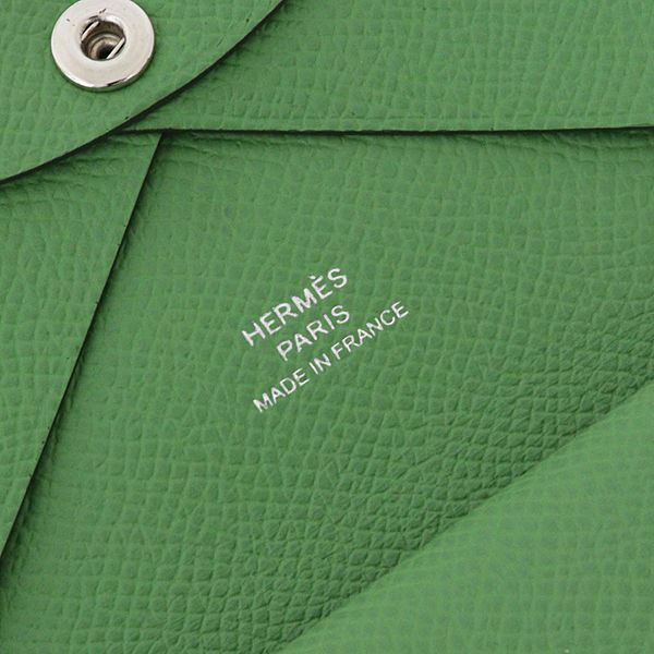 Hermes Calvi Duo Card Case Coin Purse Wallet Veau Epsom Vert Yucca — view 4