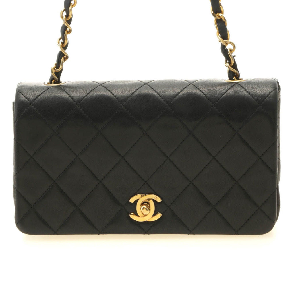 Chanel Mini Quilted 19 Turnlock Full Flap Chain Shoulder Black Bag Lambskin