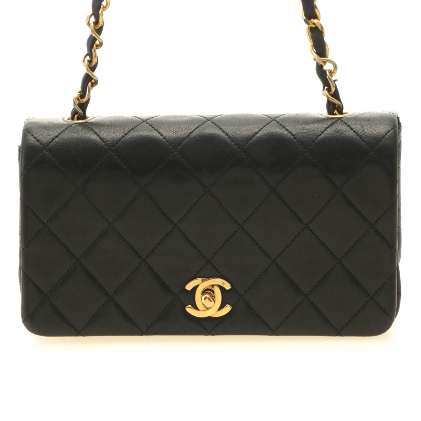Chanel Mini Quilted 19 Turnlock Full Flap Chain Shoulder Black Bag Lambskin