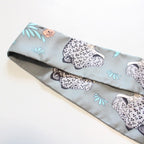 Hermes Twilly Leopard Silk 100% Blue Gray Scarf — view 3