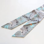 Hermes Twilly Leopard Silk 100% Blue Gray Scarf — view 6