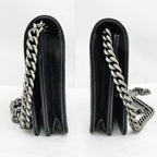 Chanel Boy Chain Wallet Shoulder Bag Caviar Leather Black Silver — view 3
