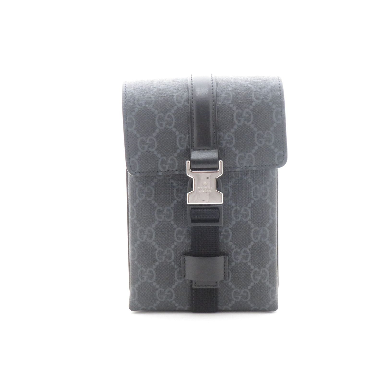 Gucci GG Supreme Shoulder Bag Black Leather