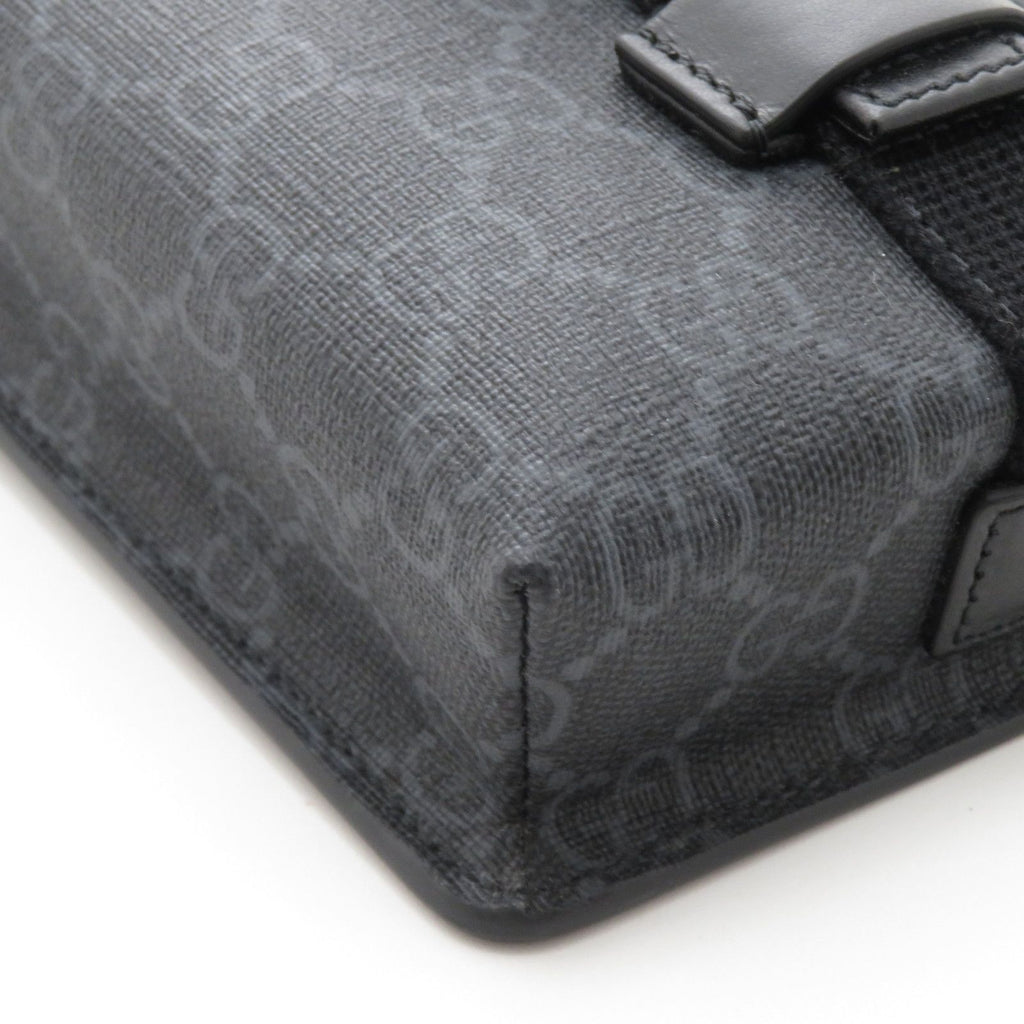 Gucci GG Supreme Shoulder Bag Black Leather — view 5