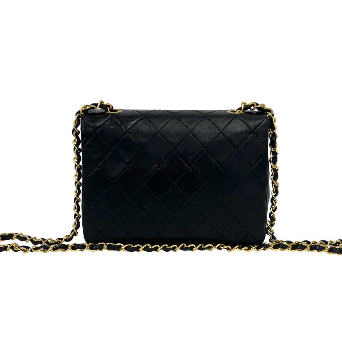 Chanel Quilted CC Logo Lambskin Leather Chain Shoulder Bag Black — view 3