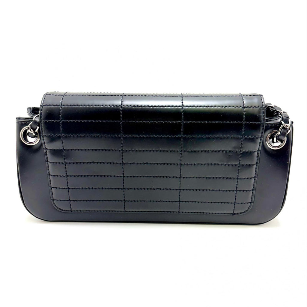 Chanel Choco Bar Chain Shoulder Black Silver Calfskin Bag — view 3