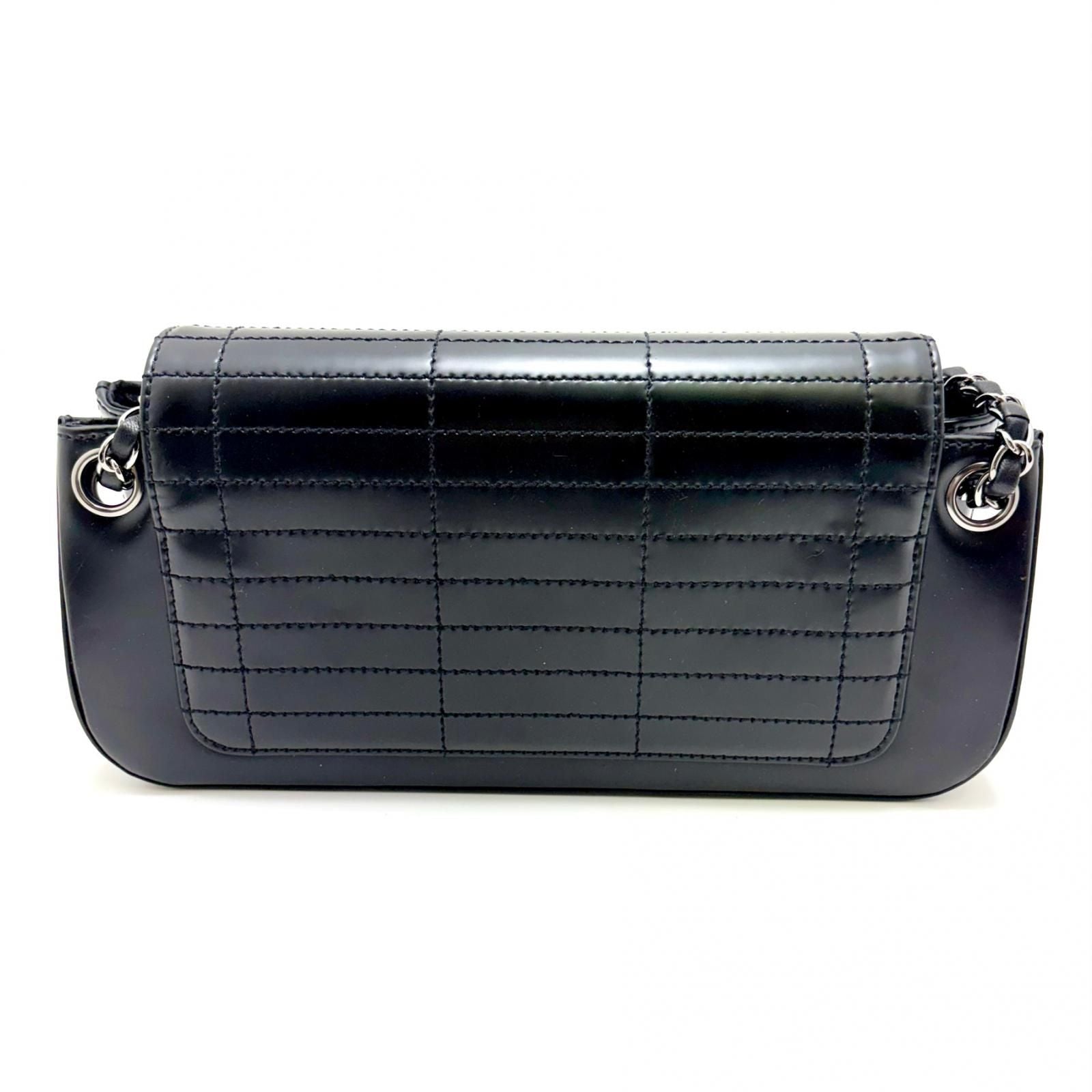Chanel Choco Bar Chain Shoulder Black Silver Calfskin Bag — view 3