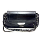 Chanel Choco Bar Chain Shoulder Black Silver Calfskin Bag