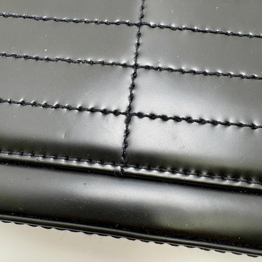 Chanel Choco Bar Chain Shoulder Black Silver Calfskin Bag — view 5