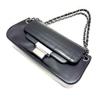 Chanel Choco Bar Chain Shoulder Black Silver Calfskin Bag — view 8
