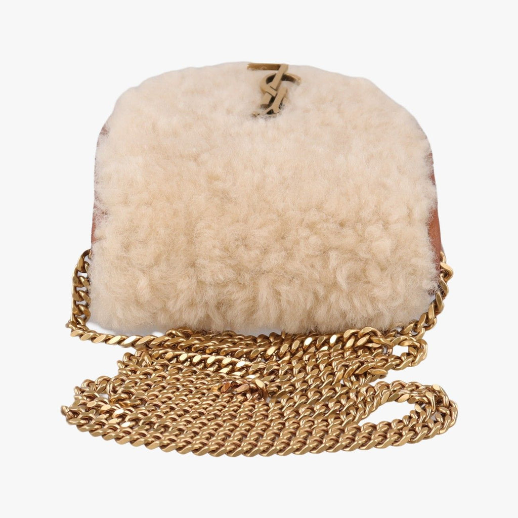Saint Laurent Le K Baby Satchel Brown Shearling Leather — view 8