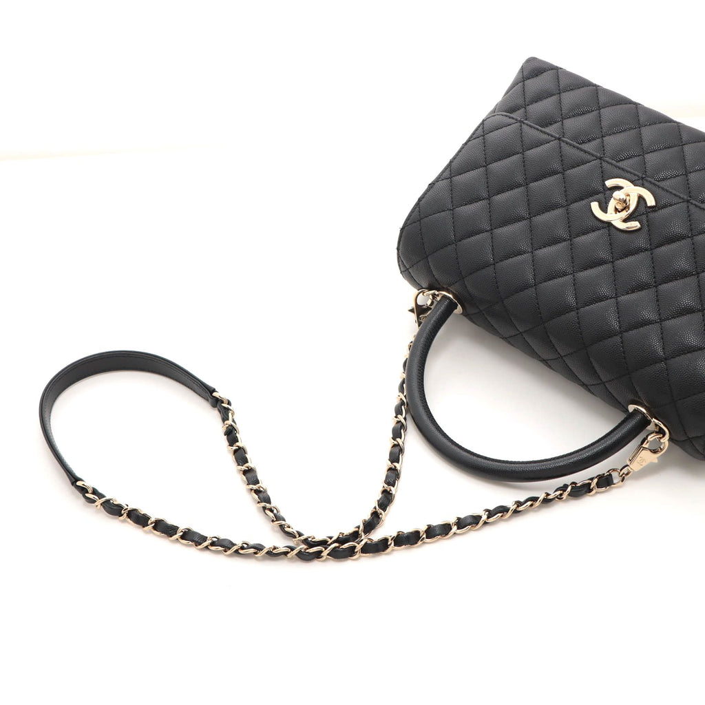 Chanel Coco Handle 29 Black Gold Caviar 2-Way Shoulder Bag — view 6