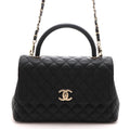 Chanel Coco Handle 29 Black Gold Caviar 2-Way Shoulder Bag
